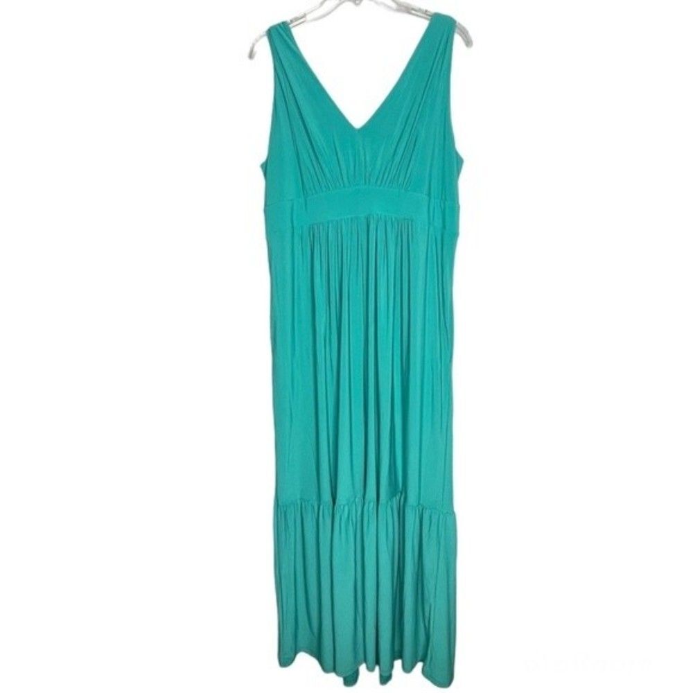 TravelSmith Women's Green Sleeveless Pleated Maxi Dress Size Large - Picture 5 of 12
